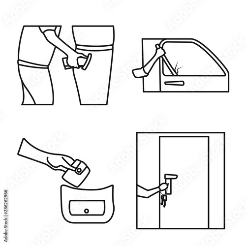 Vector design of thug and robbery logo. Set of thug and fraud vector icon for stock.