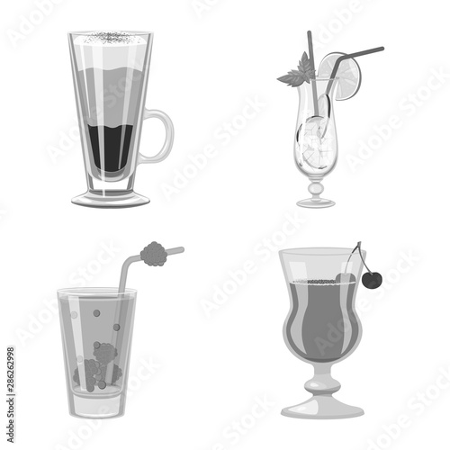 Isolated object of bar and shaker logo. Set of bar and restaurant vector icon for stock.