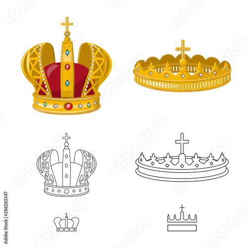 Vector illustration of medieval and nobility symbol. Set of medieval and monarchy stock vector illustration.