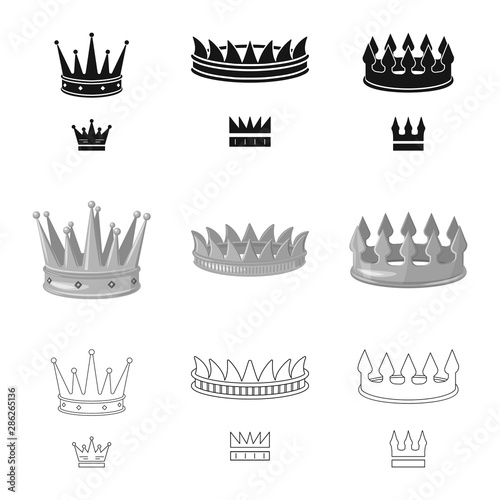 Vector design of medieval and nobility sign. Collection of medieval and monarchy stock symbol for web.