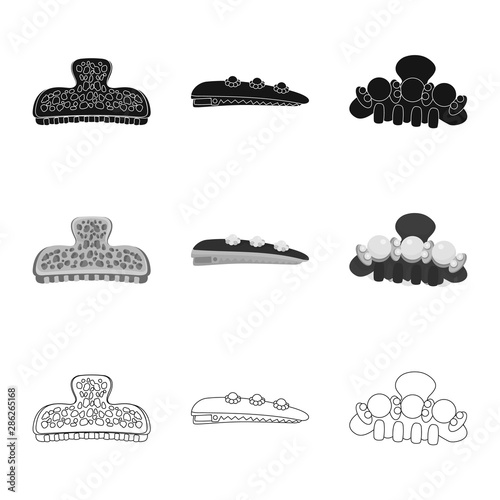 Vector illustration of beauty and fashion logo. Collection of beauty and female vector icon for stock.