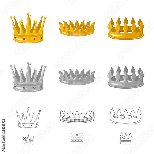 Vector illustration of medieval and nobility logo. Collection of medieval and monarchy stock vector illustration.