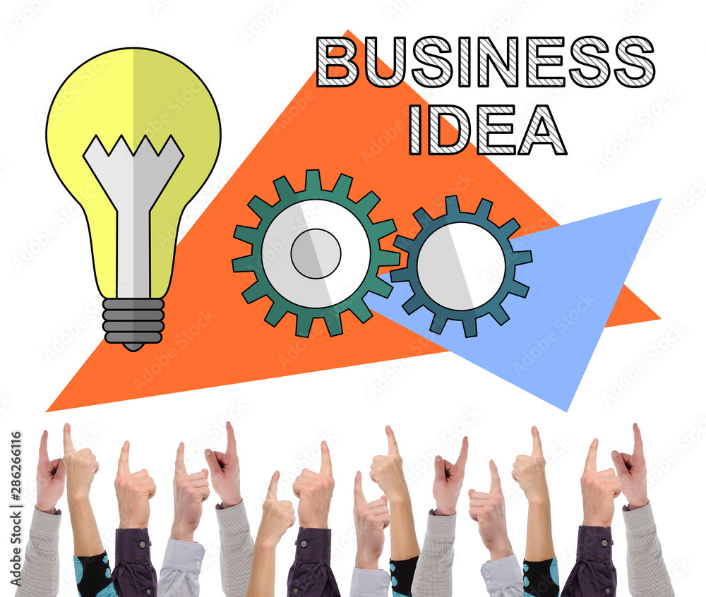 Business idea concept pointed by several fingers Business idea concept pointed by several fingers