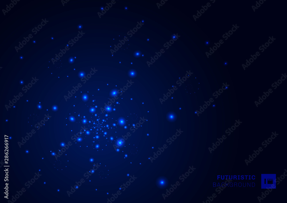 Abstract futuristic technology particles in cosmos blue background. Abstract futuristic technology particles in cosmos blue background.