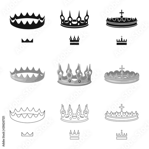 Vector design of medieval and nobility sign. Set of medieval and monarchy vector icon for stock.