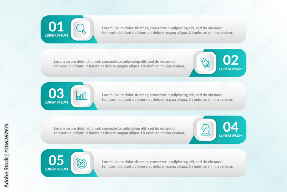 vector list Infographic design with 5 icons options or steps. Infographics for business concept.for presentations banner, workflow layout, process diagram, flow chart and how it work vector list Infographic design with 5 icons options or steps. Infographics for business concept.for presentations banner, workflow layout, process diagram, flow chart and how it work