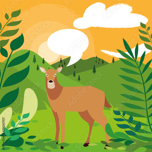 deer happy autumn season flat design