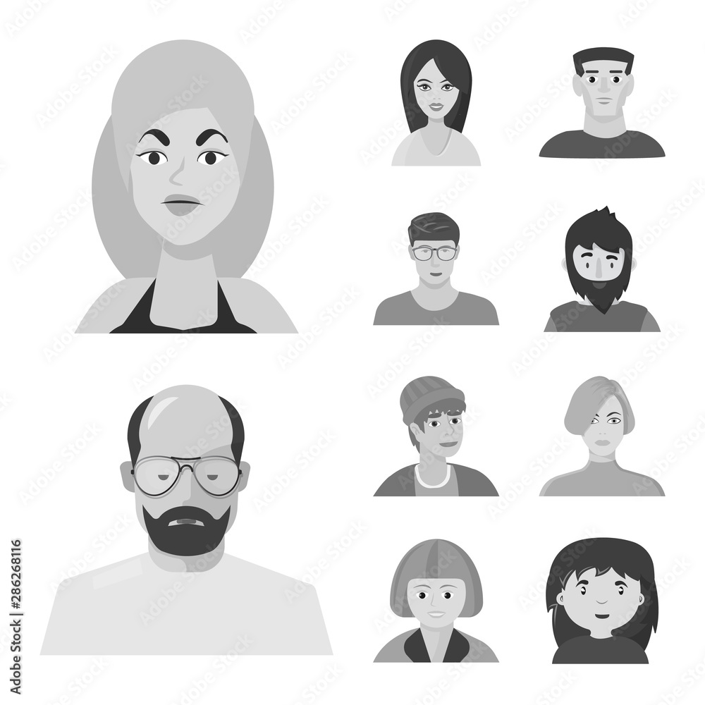 Isolated object of avatar and creative sign. Collection of avatar and person stock vector illustration. Isolated object of avatar and creative sign. Collection of avatar and person stock vector illustration.