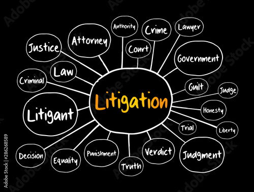 Litigation mind map, law concept for presentations and reports