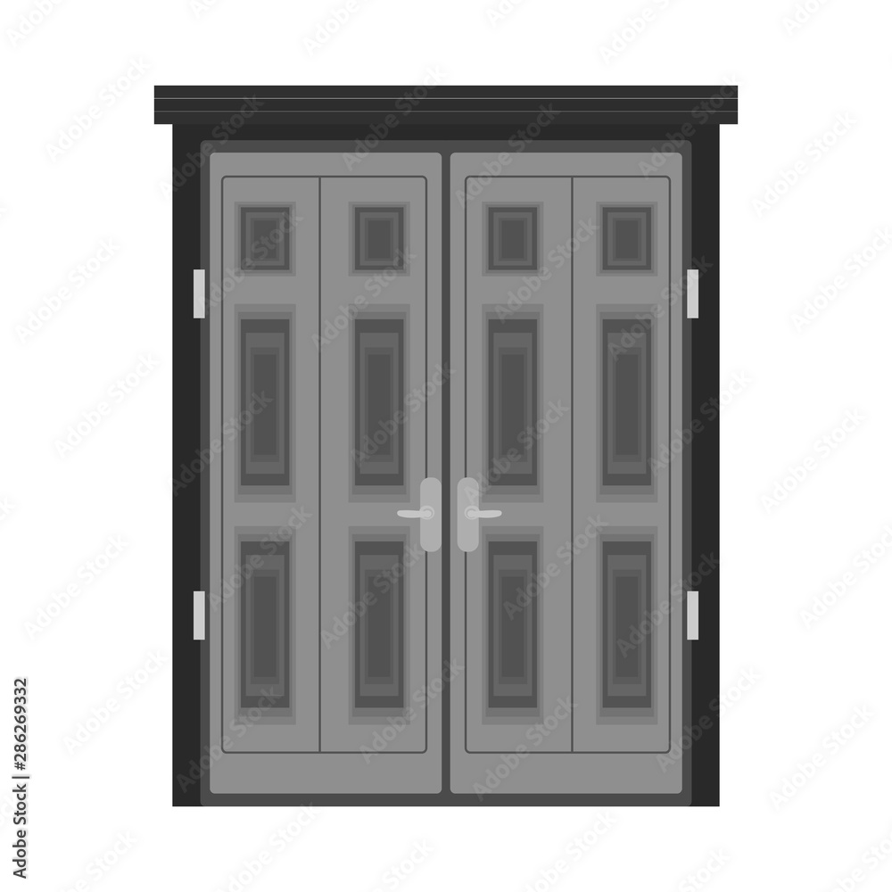 Vector illustration of door and house sign. Collection of door and glass stock vector illustration.
