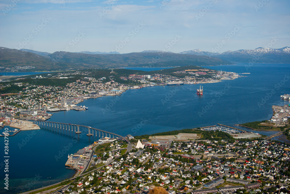 Panoramablick auf das Stadt Tromsø, Norwegen