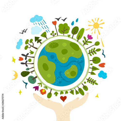 World environment day background. Save the earth. Green day. Sketch for your design