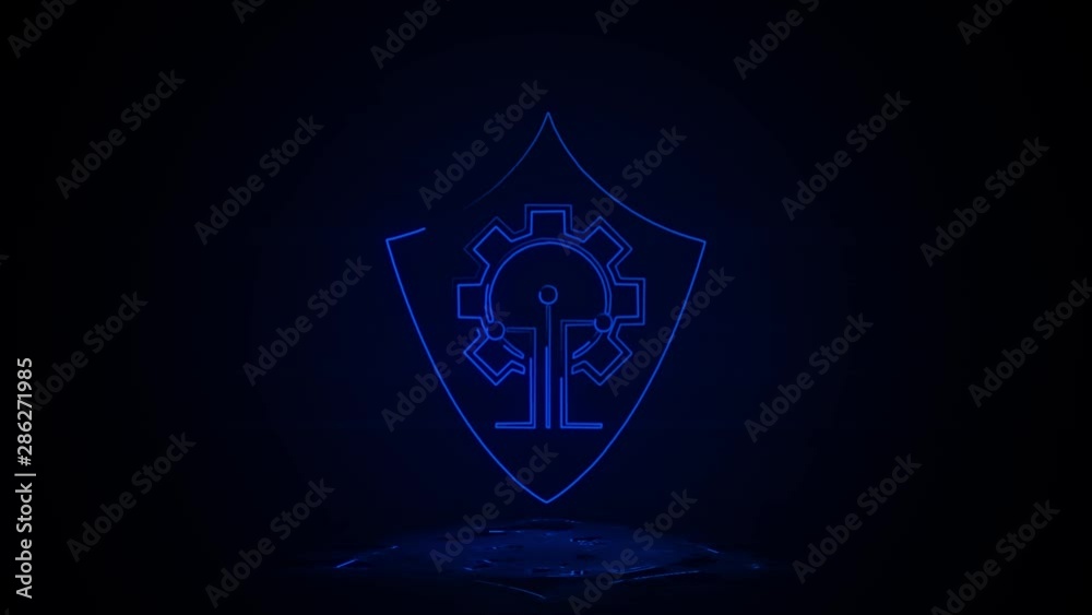Data protection in neon effect mp4 video on dark background Data protection in neon effect mp4 video on dark background
