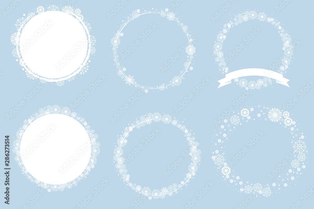 Christmas minimal white snowflakes wreath frame collection eps10 vector illustration Christmas minimal white snowflakes wreath frame collection eps10 vector illustration