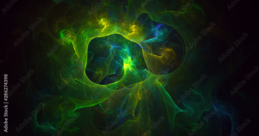 3D rendering multicolored abstract fractal on black background