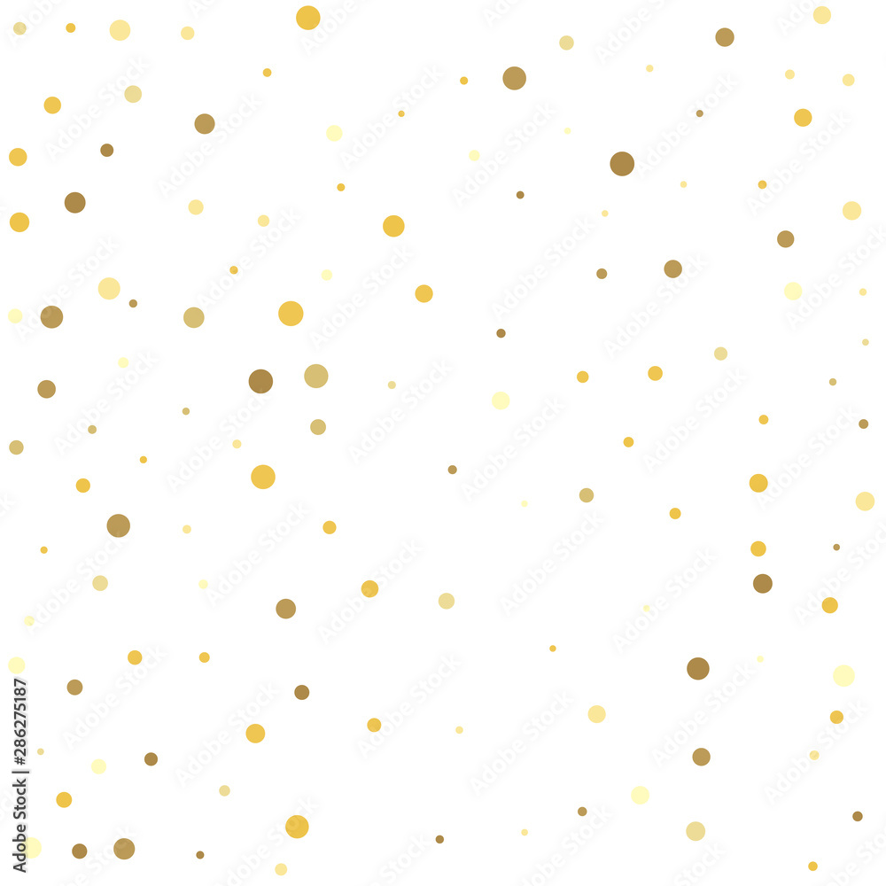 Christmas and New Year card, invitation, postcard, paper packaging. Gold dots.