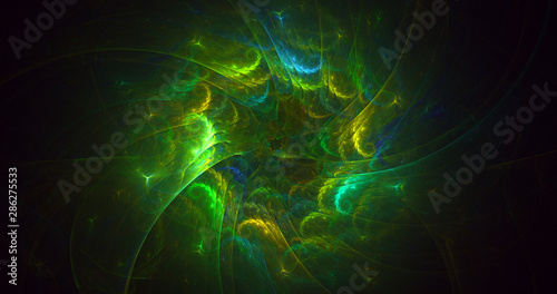 3D rendering multicolored abstract fractal on black background