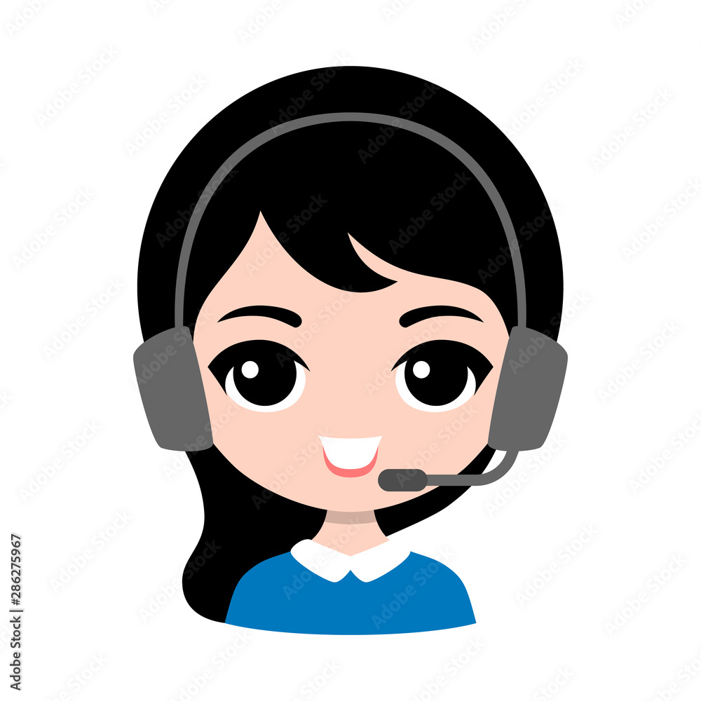 Call center female smile cute cartoon icon