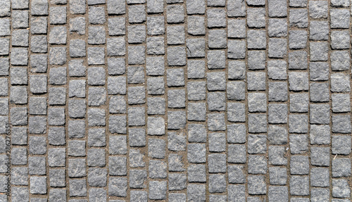 Old cobblestone pavement close-up. photo