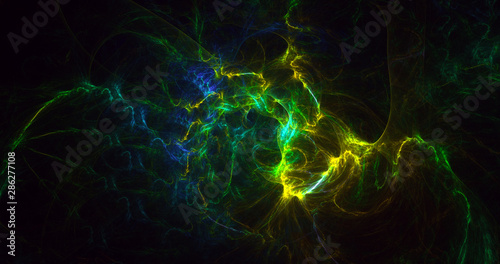 3D rendering multicolored abstract fractal on black background