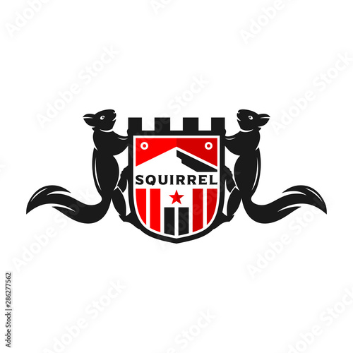 squirrel shield logo design template