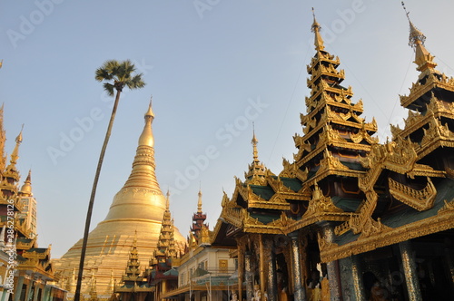 Shwedagon Pagoda and temples of Yangon in Myanmar