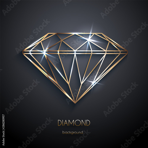 Abstract luxury template with gold diamond outlined shape - eps10 vector background