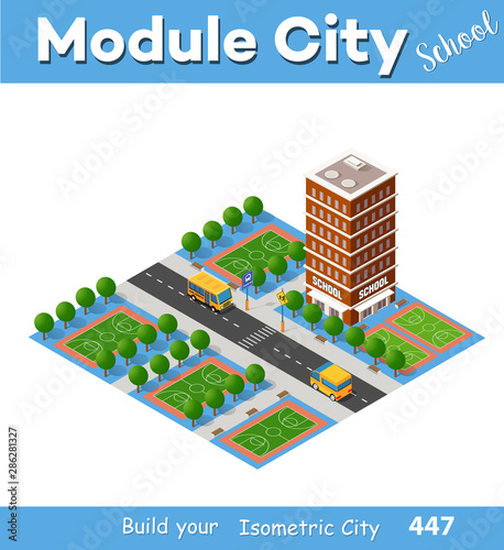 School isometric building study education