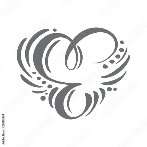 Heart vector Hand Drawn calligraphic scandinavian floral E logo. Uppercase Hand Lettering Letter E with curl. Wedding Floral Design