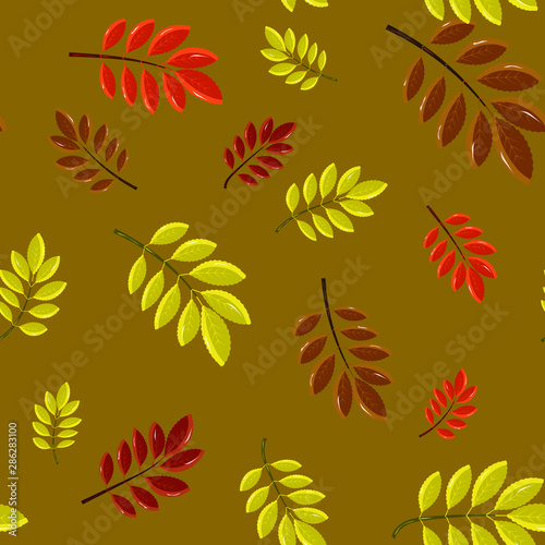 autumn seamless pattern with colorful leaves.Perfect for seasonal and Thanksgiving Day greeting cards For textiles  packaging  fabric  wallpaper.  hand drawing.  