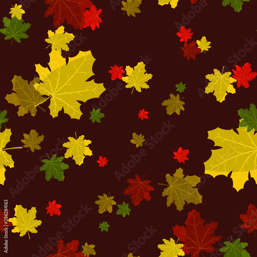 autumn seamless pattern with colorful maple leaves.Perfect for seasonal and Thanksgiving Day greeting cards For textiles  packaging  fabric  wallpaper.  hand drawing.  