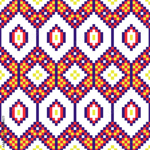 African geometric seamless pattern beaded texxture print shapes. photo