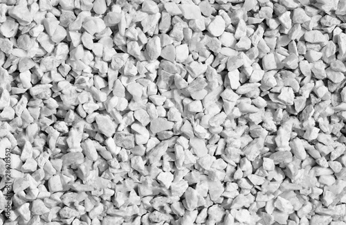 Black and white Pebbles, crushed stone decorate texture background