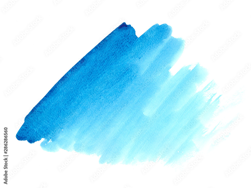 Fototapeta premium Blue watercolor paint stain space