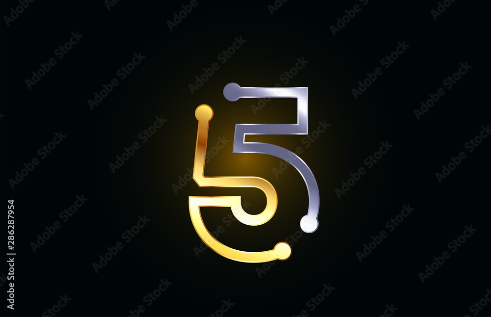 gold and silver metal number 5 for logo icon design gold and silver metal number 5 for logo icon design