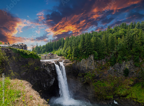 View of Snoqualmie Falls, near Seattle in the Pacific Northwest photo