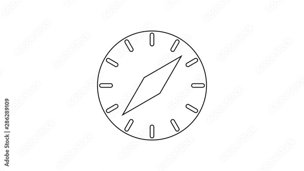 Black Compass line icon on white background. Windrose navigation symbol. Wind rose sign. 4K Video motion graphic animation Black Compass line icon on white background. Windrose navigation symbol. Wind rose sign. 4K Video motion graphic animation