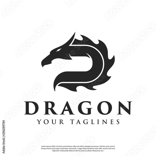 vector logo "D" monogram in the shape of a dragon