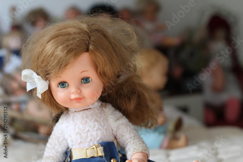 Photo Cute retro doll with blue eyes
