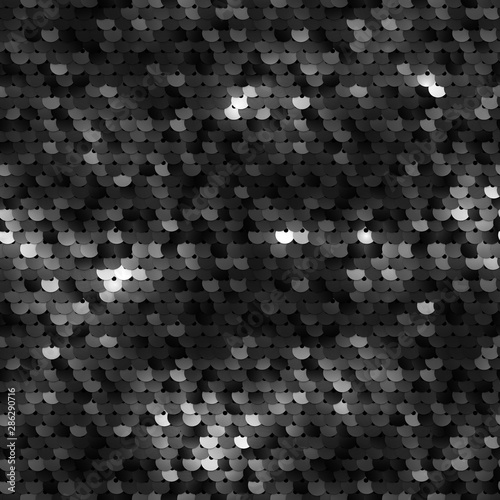 Seamless black texture of fabric with sequins