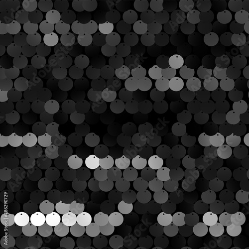 Seamless black texture of fabric with sequins