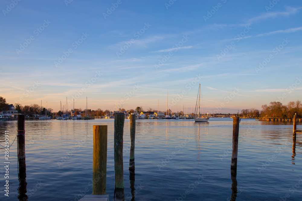 Harbor View at sunset in Solomons Island Calvert County Southern Maryland Harbor View at sunset in Solomons Island Calvert County Southern Maryland
