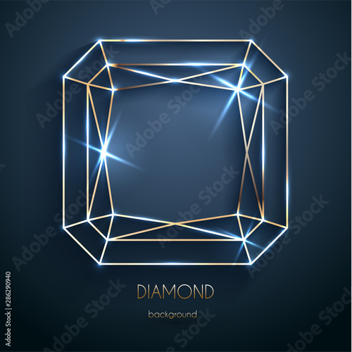 Abstract luxury template with golden diamond outlined shape - eps10 vector