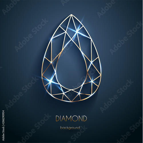 Abstract luxury template with golden diamond outlined shape - eps10 vector