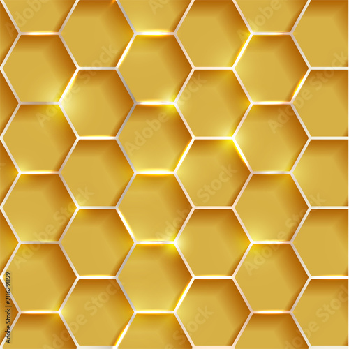 Seamless illustration of shiny honeycomb background - vector eps10