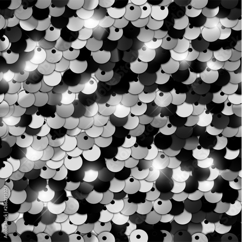 Seamless silver texture of fabric with sequins
