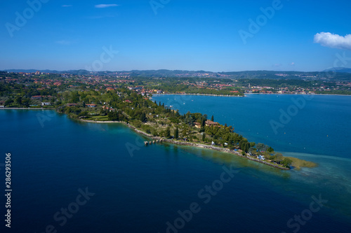 Aerial photography with drone, Rocca di Manerba in Garda lake,Italy. © Berg