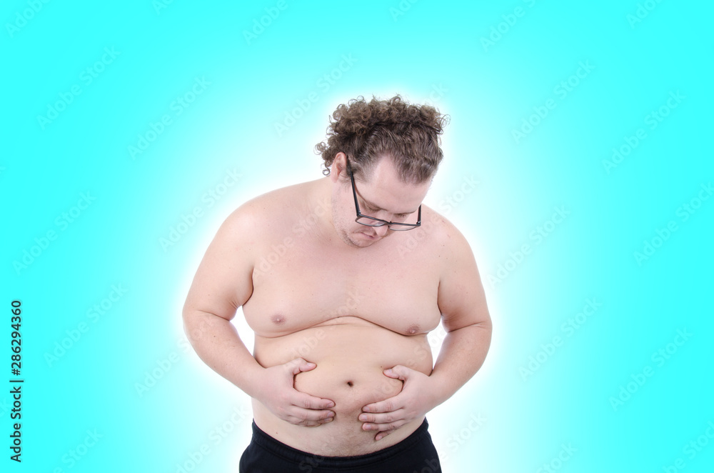 Diet and healthy lifestyle. Funny fat man. Diet and healthy lifestyle. Funny fat man.