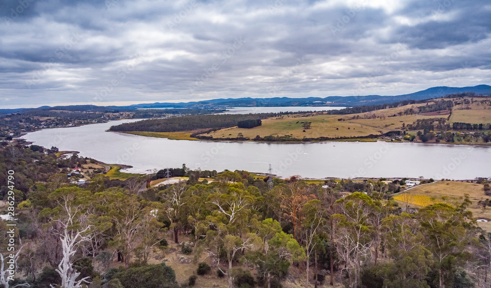 Tamar river in Tasmania during winter