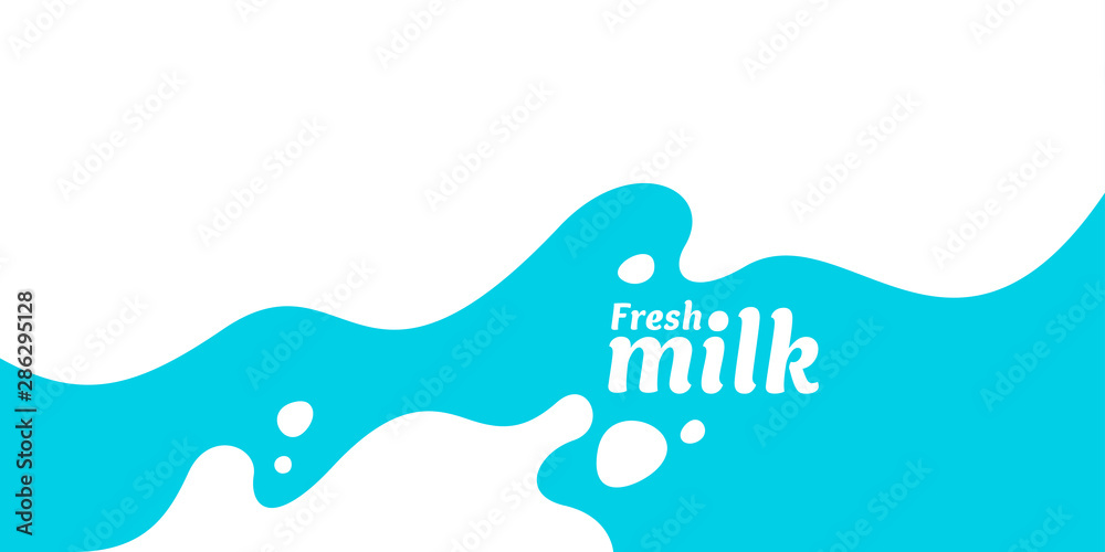 Modern poster fresh milk with splashes on a light blue background. Vector illustration Modern poster fresh milk with splashes on a light blue background. Vector illustration